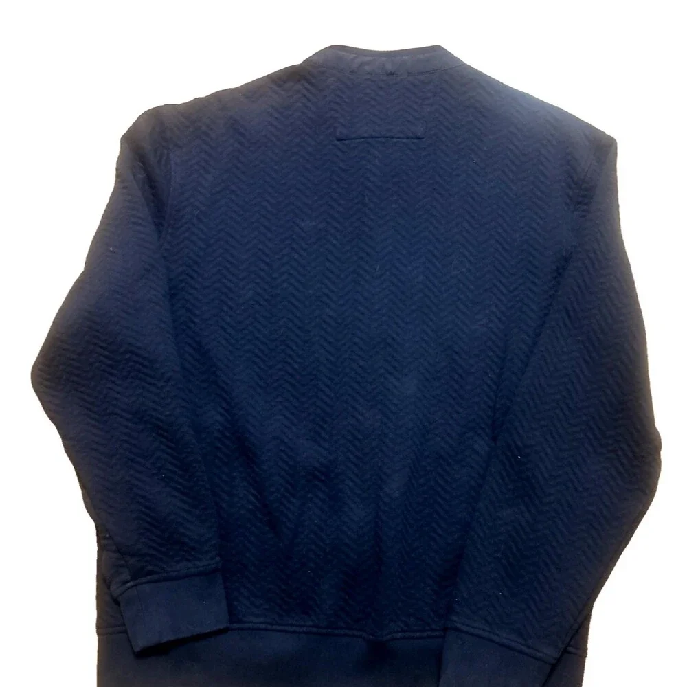 Banana Republic Men L Chevron Full Zip Snap button Cotton Blend Navy Blue Pocket